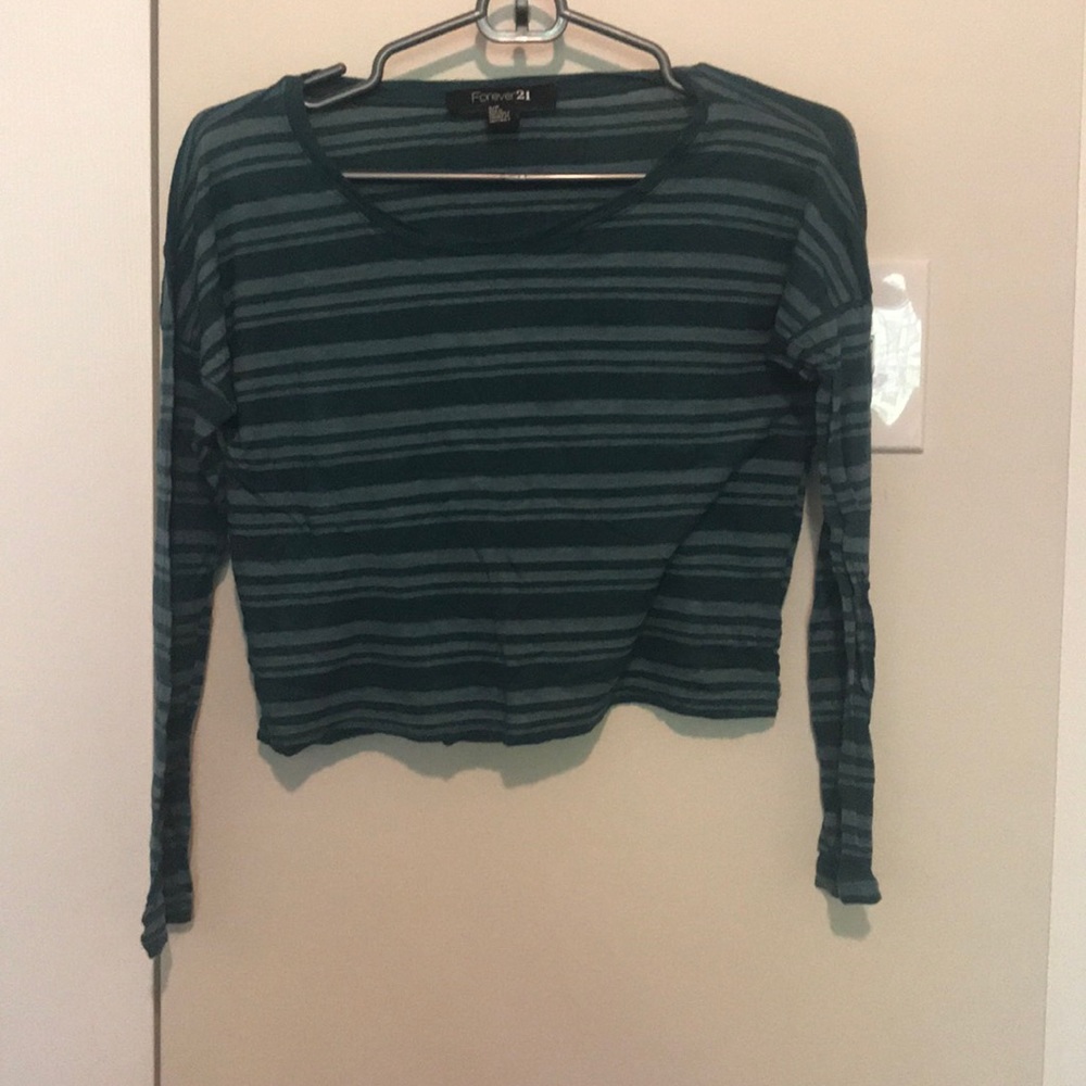 Teal stripped crop top